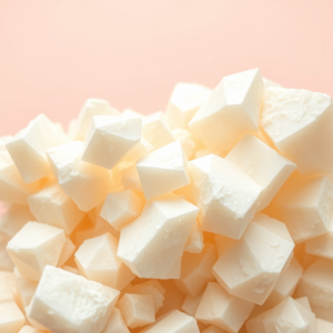 peptide crystallization solid cream pastel background modern