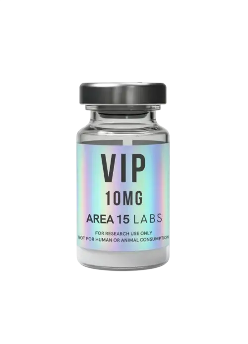 VIP 10mg lyophilized peptide vial for laboratory research.