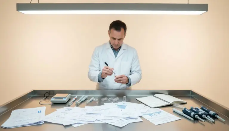 Peptide Authenticity Explained: Why It Matters Most 7 Lab technician labeling peptide vials in lab