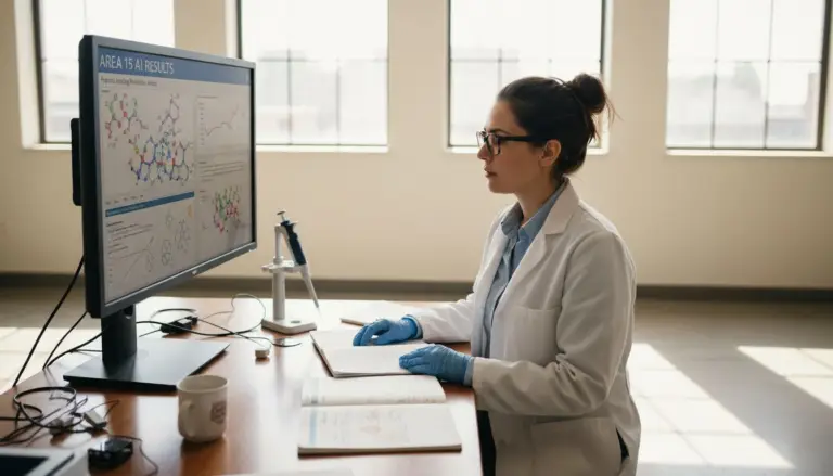 Generative Ai For Peptide Binding Prediction: Area 15 Labs’ Bold Approach 3 Scientist reviewing peptide binding AI results