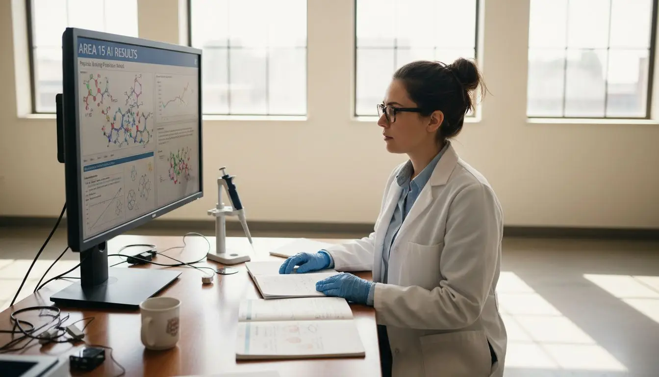Generative Ai For Peptide Binding Prediction: Area 15 Labs’ Bold Approach 1 Scientist reviewing peptide binding AI results