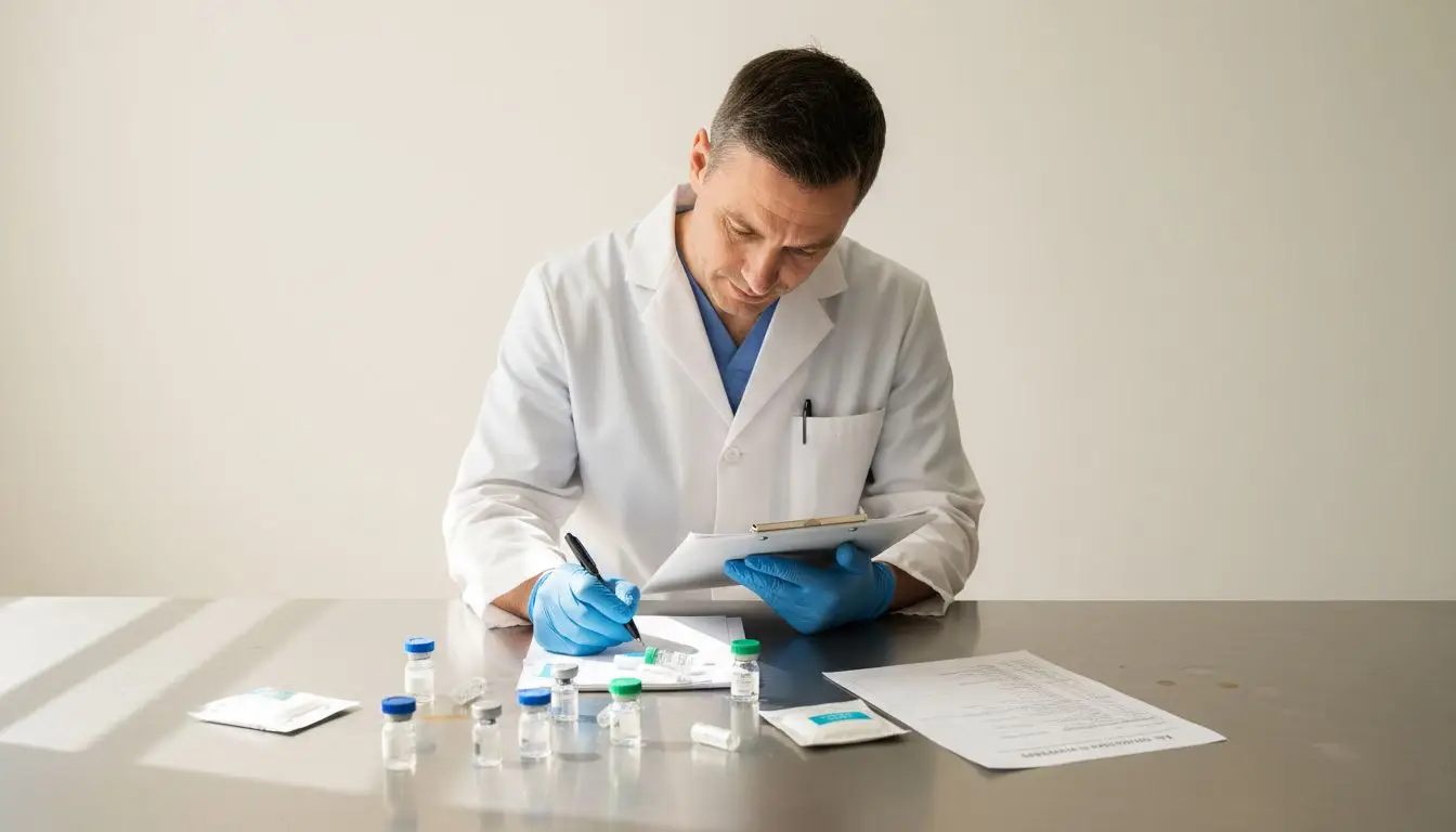 Lab technician organizing research supplies