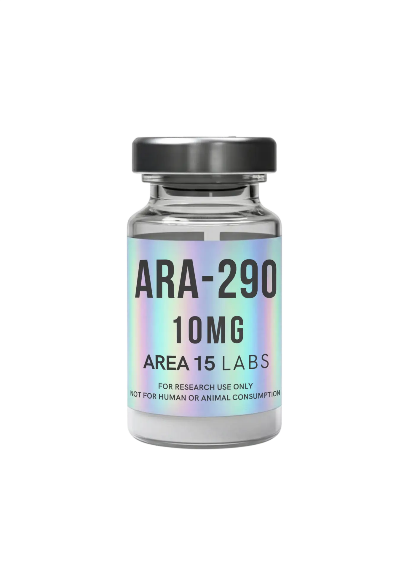 Home 4 ARA-290 10mg research peptide vial – high-purity lyophilized powder in sealed laboratory vial with product label, molecular formula C64H96N18O14, and batch specifications for EPOR–CD131 pathway studies.