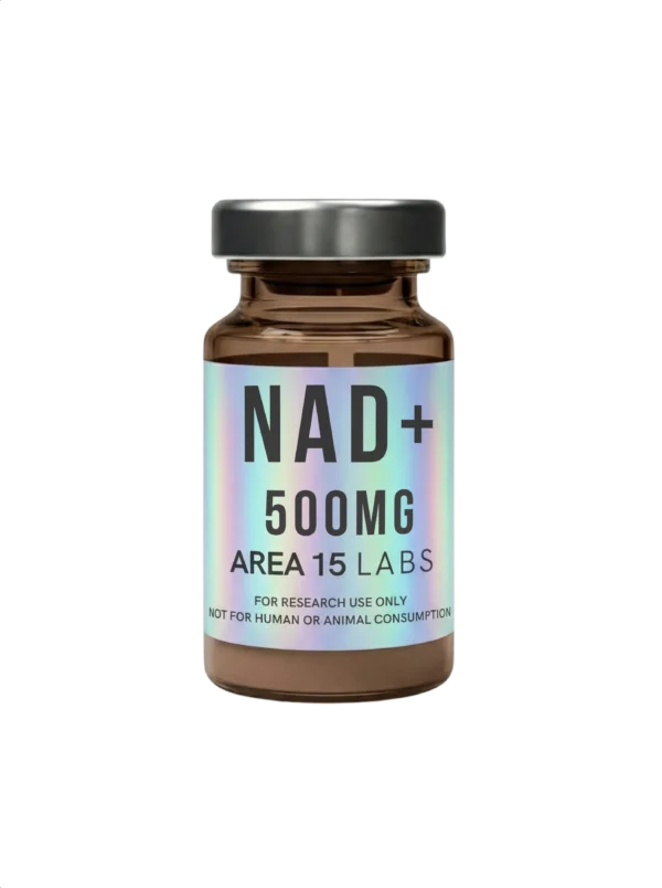 Molecular structure of NAD+ 500mg lyophilized powder for metabolic research.